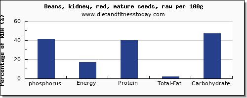 phosphorus and nutrition facts in kidney beans per 100g